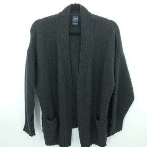 GAP 100% Cashmere Relaxed Fit Pocketed Open Cardigan M/L Charcoal Gray
